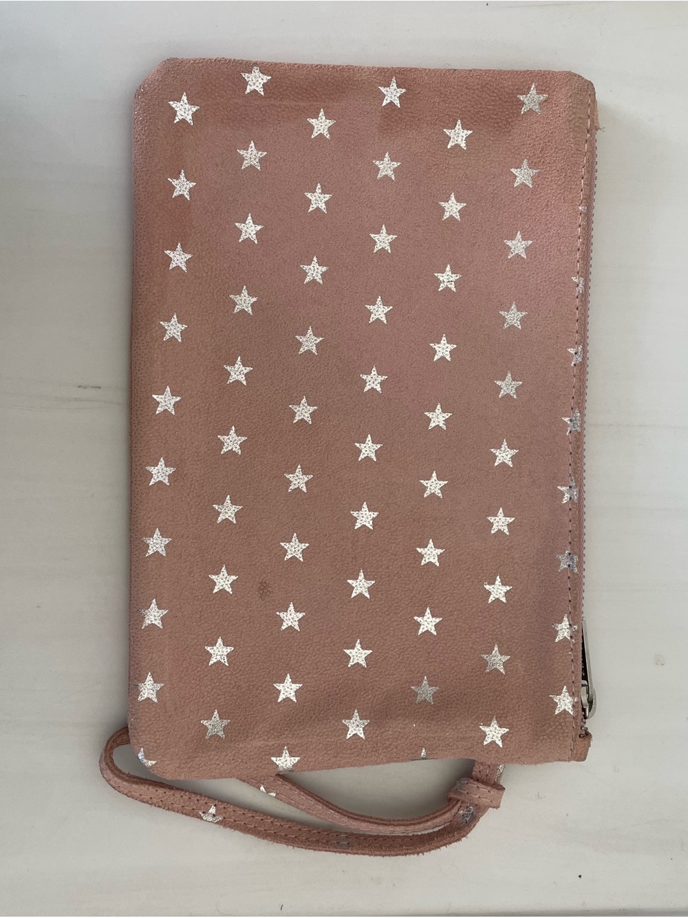 Penelope Chilvers Pink Metallic Star Zip Wristlet